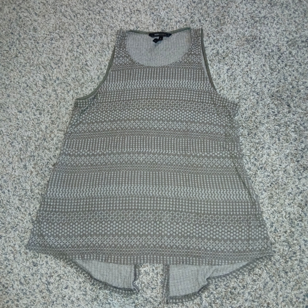 BCBG Max Azria Womens Stretch Pattern Gray Tank Split Back Small